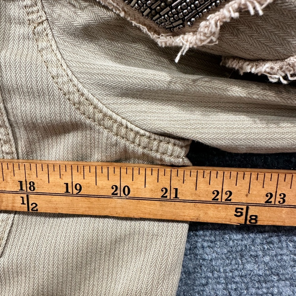 Free People embellished military jacket size SMALL distressed beaded shacket - Picture 11 of 12